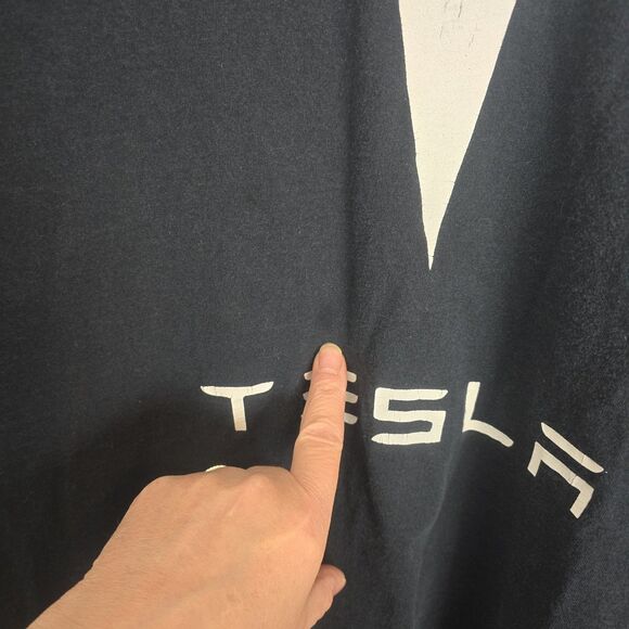 TESLA T-Shirt Elon Adult Size 3XL Black White Spell Out Short Sleeve Graphic - Picture 7 of 7